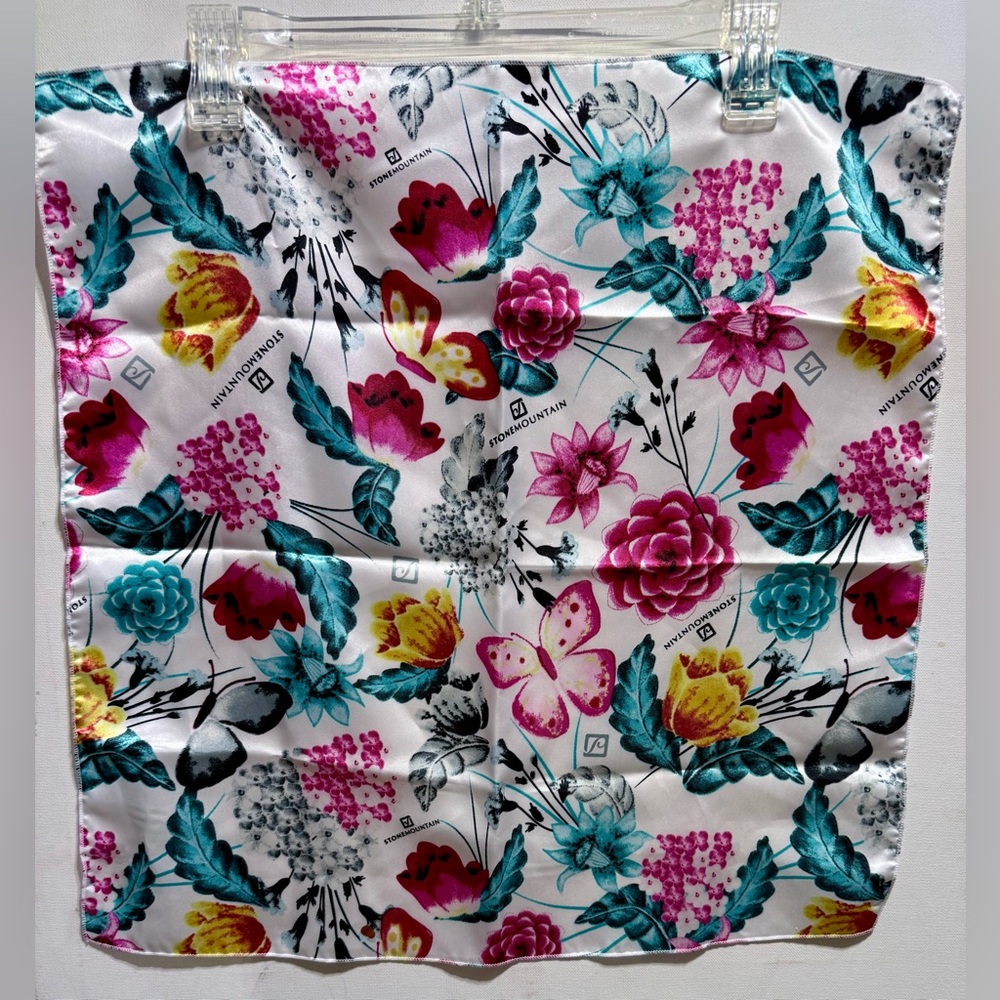 Stone Mountain Accessories Floral Silk Scarf - Pink, Red, Black